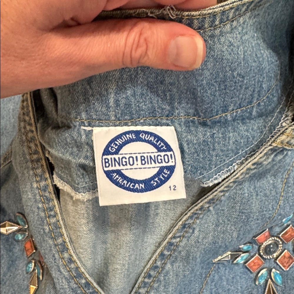 🌸 Vintage BINGO! BINGO! Denim Embellished Western Shirt — Made in USA - Picture 3 of 6